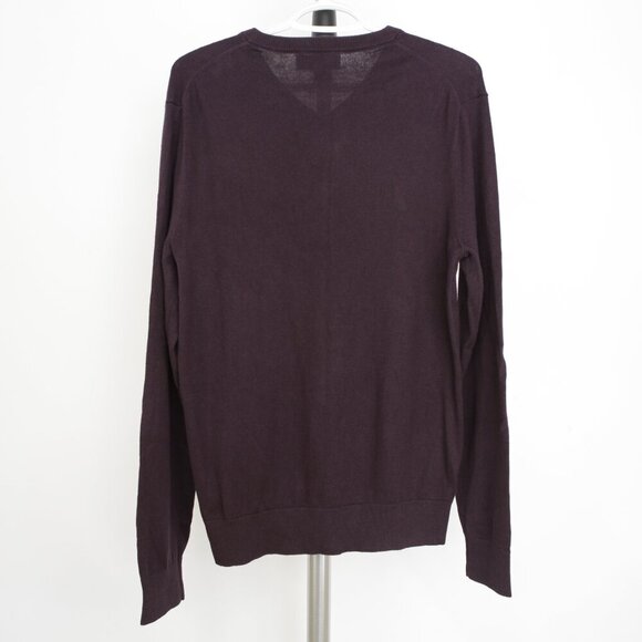 Sz M- Banana Republic Fcty Cotton Rayon Silk Cashmere Purple V-Neck Knit Sweater - Picture 5 of 9